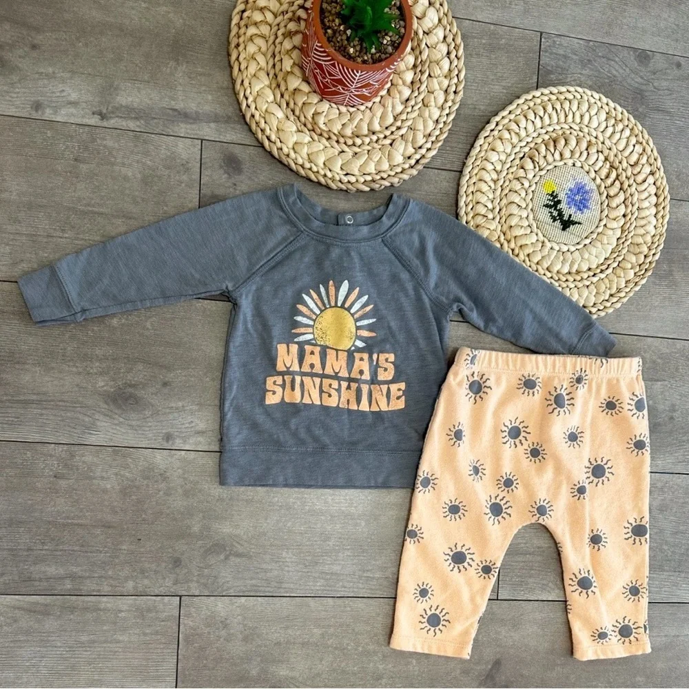 Grayson Mini ‘Mama’s Sunshine’ Boho Casual Outfit Set - 12 Months Baby Boy Girl